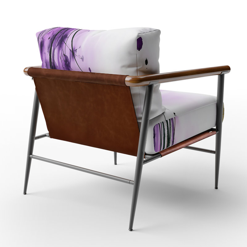 Fenimore Abstract Flowers - Fauteuil d'appoint rembourré traditionnel, Mauve / noir / blanc, Noir