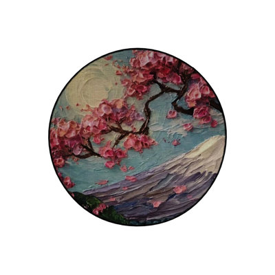 Pastel Theme Floral Patterned Round Woven Base Modern Decorative Carpet