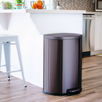 13.2 Gallon Stainless Steel D-Shape Step-On Trash Can