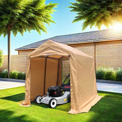 Tente d'extérieur robuste 7 x 8 pi pour moto, vélo - couleur sable, imperméable, construction renforcée, outils de jardin portatifs 7 x 8 x 7,25 pieds, neige, avec ancrages au sol