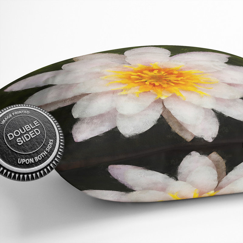 White Lily Flower Scatter Cushion, 55cm H x 55cm W x 20cm D