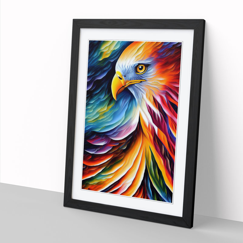 Eagle Painted Vol.3 - Single Picture Frame Print, 46cm H x 34cm W x 2cm D, Oak