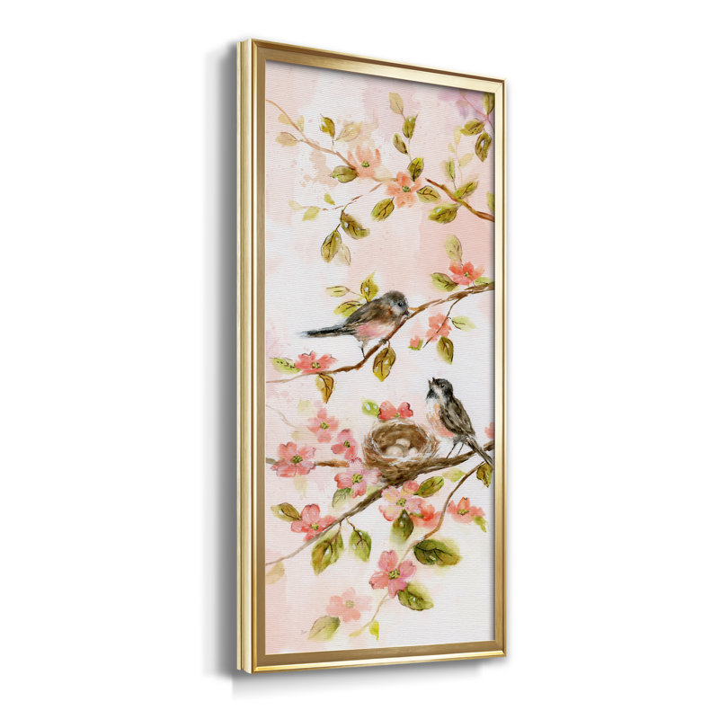 «Blush Birds II», peinture sur toile encadrée, Doré, H 22,5 po x l 42,5 po x P 1,5 po