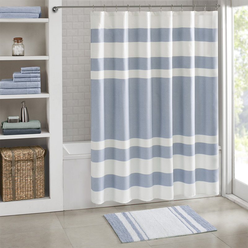 Aaniyah Cotton Bath Rug, 24"W x 72"L, Blue