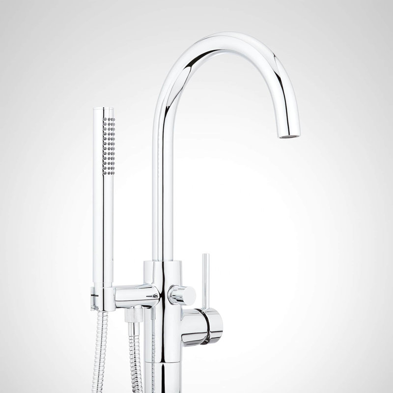 Lexia Floor Mounted Tub Filler Faucet - Includes Hand Shower, Less Valve, Polished Nickel
