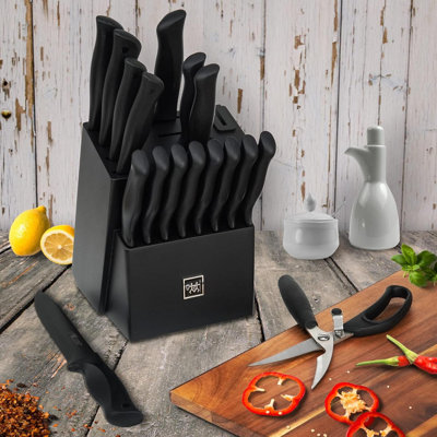 Knife Sets For Kitchen With Block, 19 Pcs Kitchen Knife Set With Block Self Sharpening, Dishwasher Safe, Anti-Slip Handle