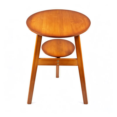 Solid wood double-layer round side table