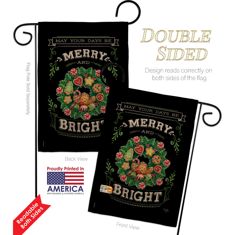 Drapeau de jardin en polyester 18,5 x 13 po Merry and Bright