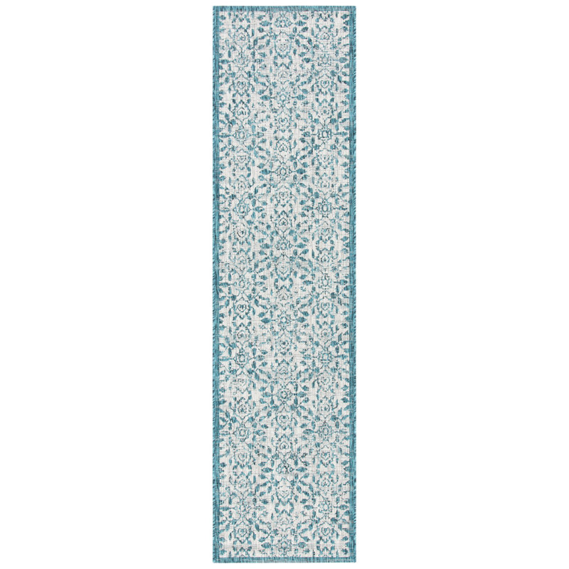 Tapis d'intérieur / extérieur gris / bleu Stolz, Tapis de couloir 2 pi 2 po x 9 pi