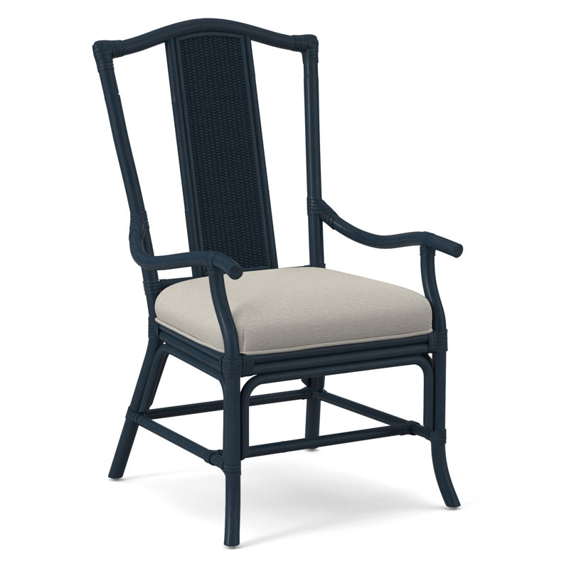Drury Lane Slat Back Dining Arm Chair, Greystone, White Performance Fabric; 0851-94