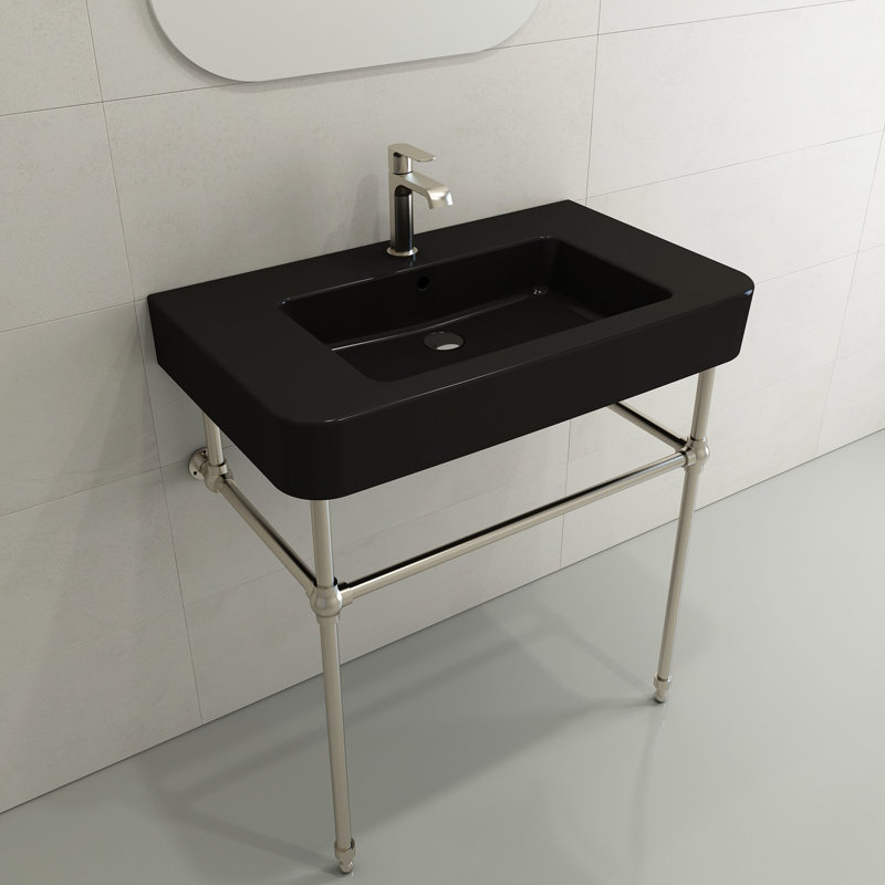 Parma 21.06 in. L Bathroom Sink, Matte Black, 8" Widespread