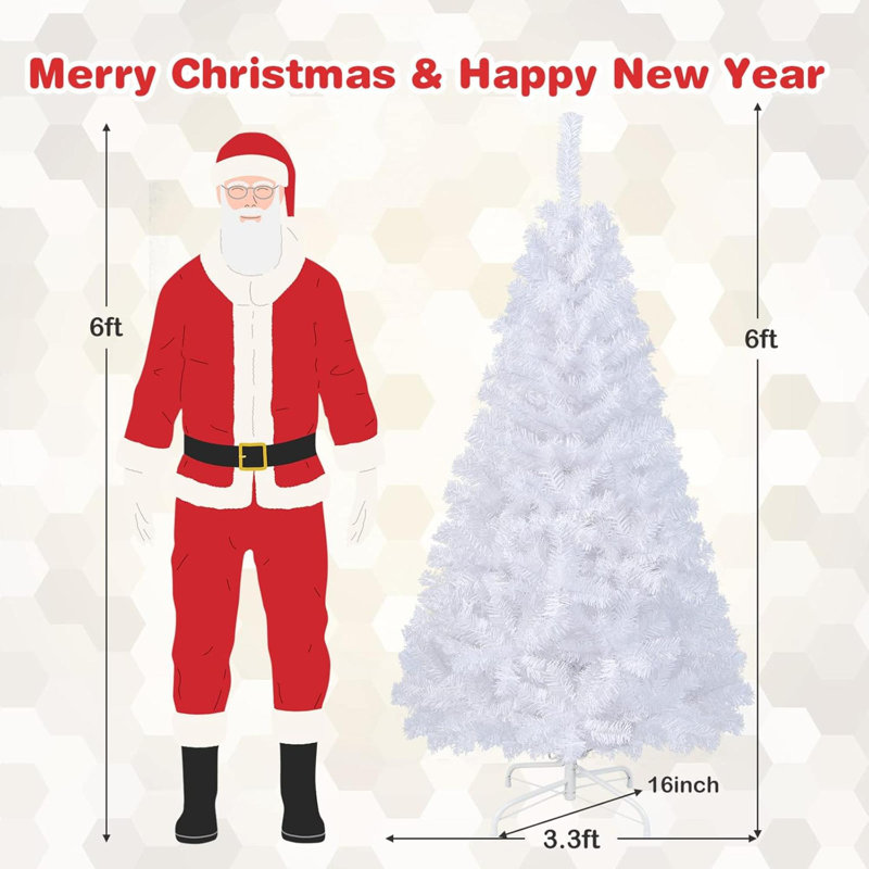 6 pi-PVC-Artificiel-Arbre de Noël-W-Stand-Fêtes-Saison-Intérieur-Extérieur-Blanc