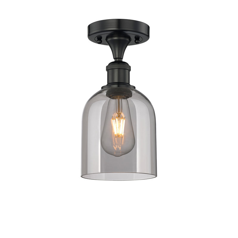 Edison - Allysson - 1 Light 6" Semi-Flush Mount - Seedy Shade, Light Smoke, Matte Black