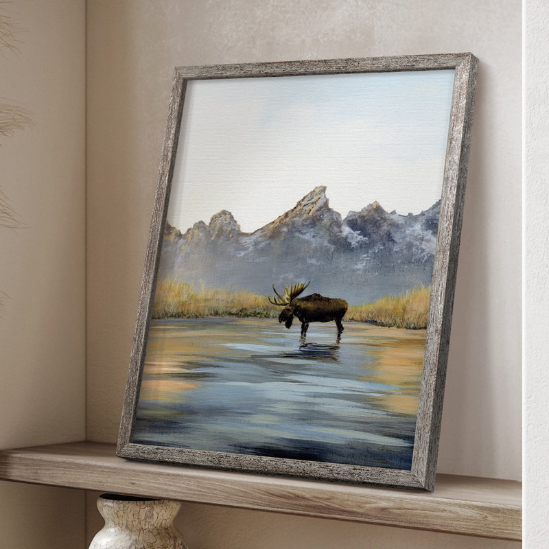 Moose Framed Print Framed Print - Solid Wood, 11" H x 9" W