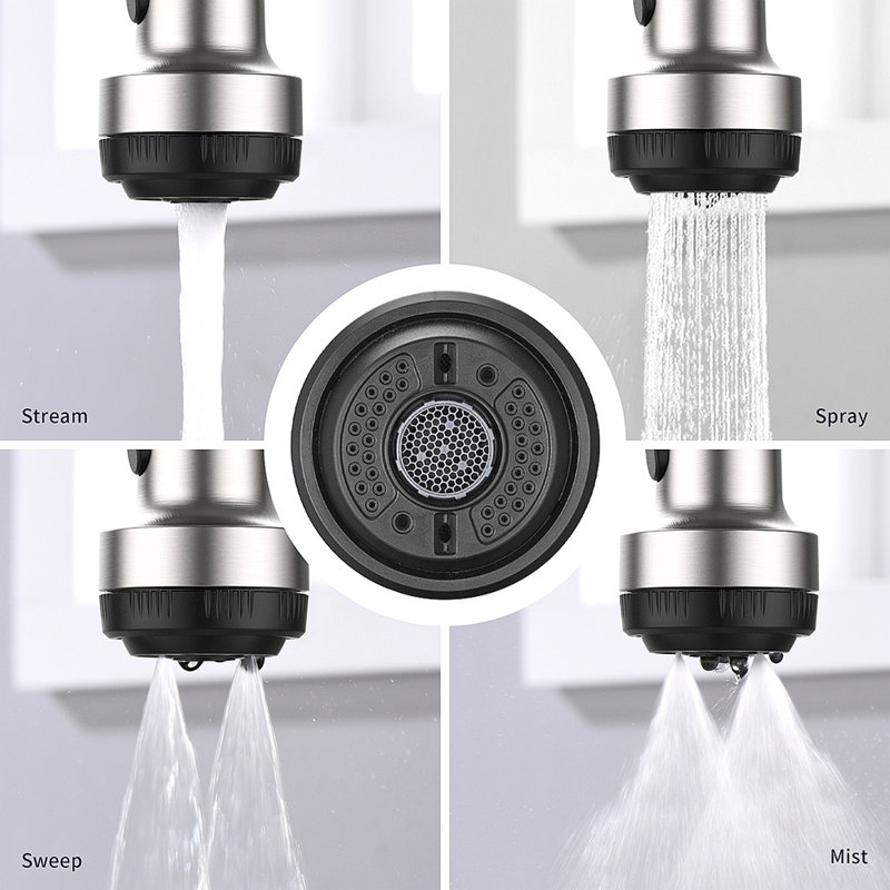 Kitchen Faucet With Pull Down Sprayer And 4 Spraying Modes Single Handle Commercial Spring Kitchen Sink Faucet 1 Or 3 Hole