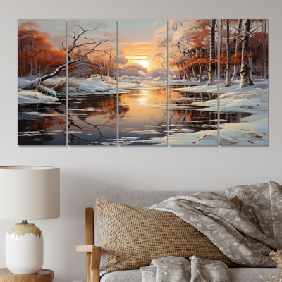 Frozen Wilderness Winter Landscape III - Landscapes Wall Art Print - 5 Equal Panels