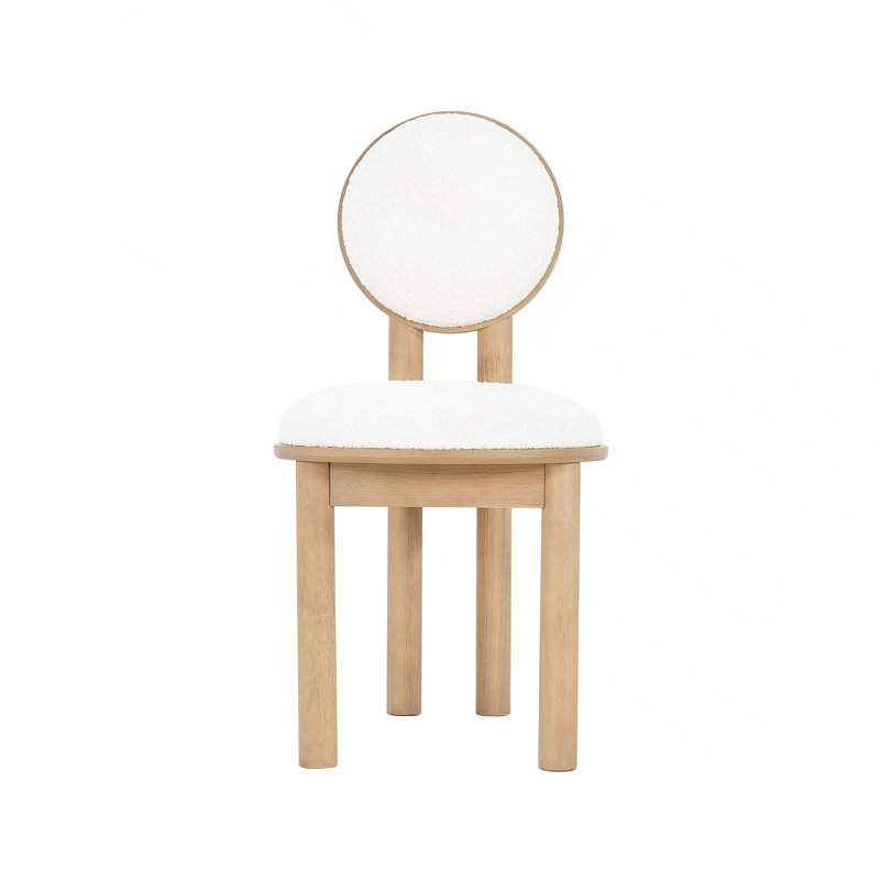 Chaise de salle à manger en polyester et tissu beige avec structure en bois (ensemble de 2) - Naturel