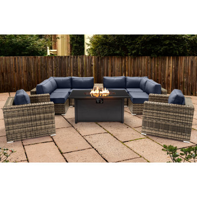 Makinleigh Lsi 6 Person Seating Group With Sunbrella Cushions and Metal Firepit