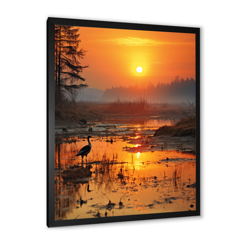 «Burgaw Sunrise Morning At The Lake I», reproduction sur toile, Cadre photo noir, H 20 po x l 12 po x P 1 po