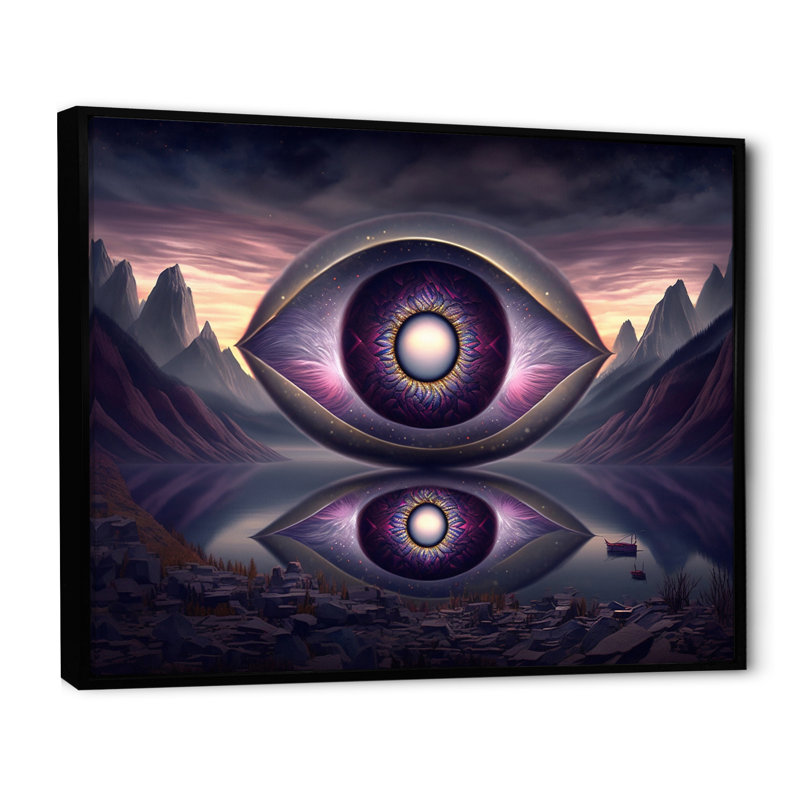 «Swavi Purple Eye Landscape I», reproduction sur toile, H 12 po x l 20 po x P 1 po, Toile avec cadre flottant noir