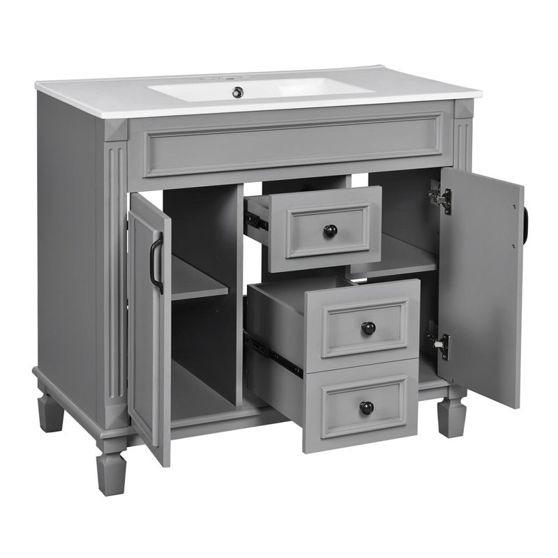 Meuble-lavabo 35,9 po avec lavabo supérieur