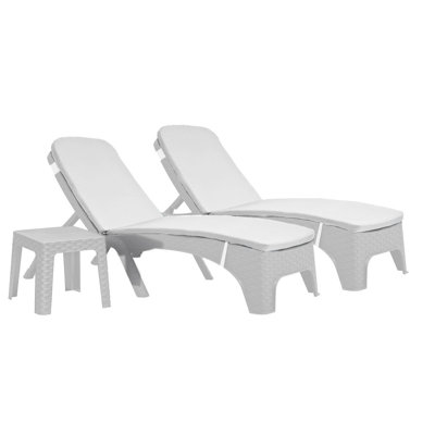 Outdoor Wicker Chaise Lounge Set with Table , Cushion Included