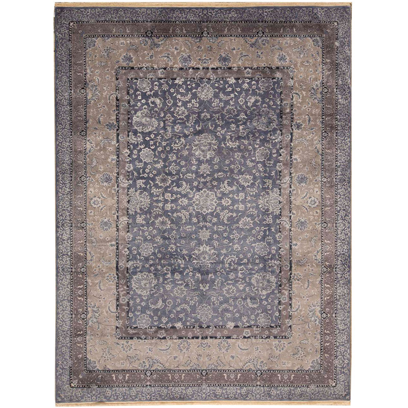Tapis bleu de haute qualité noué à la main