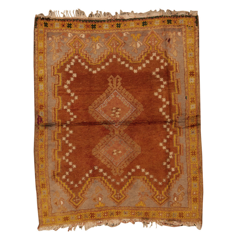 Tapis orange de haute qualité noué à la main