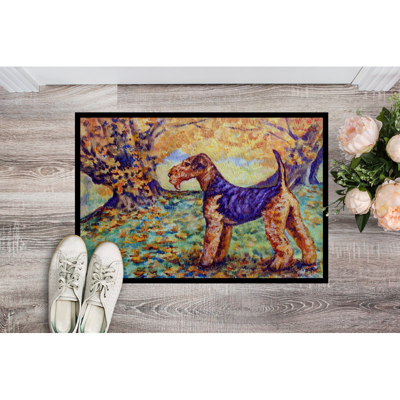 Tapis d'entrée antidérapant Autumn Airedale Terrier, Rectangle 1 pi 6 po x 2 pi 3 po