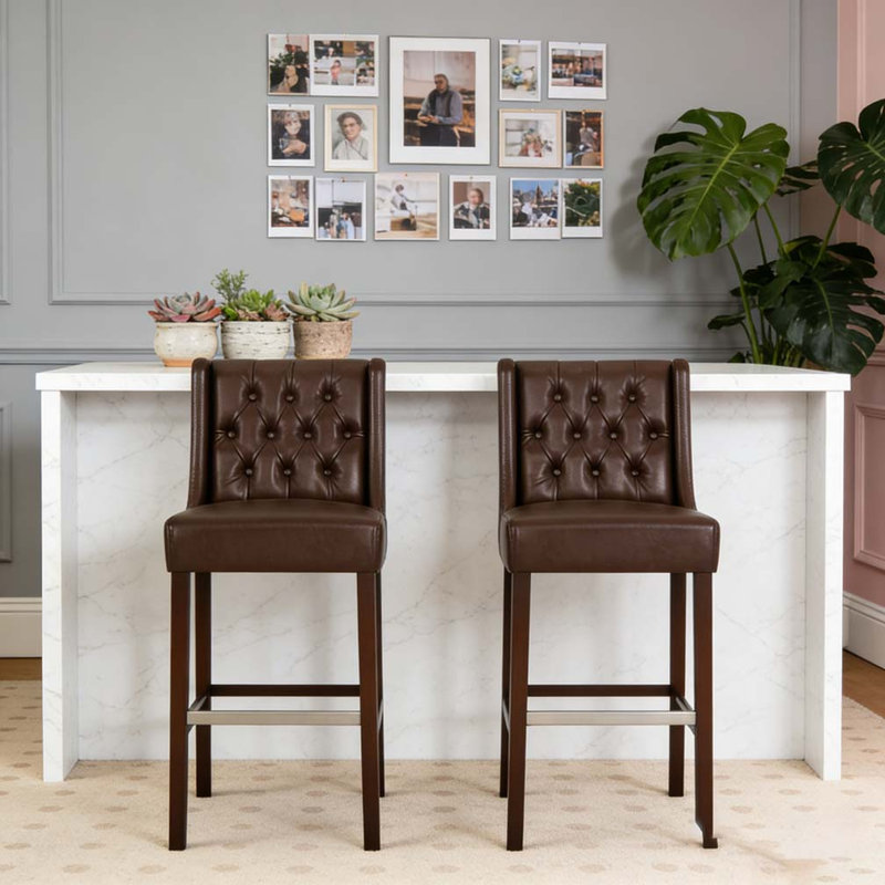 Chaises de salle à manger modernes, tabouret de bar, Marron foncé