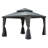 12'X12' Hardtop Gazebo Canopy,Outdoor Aluminum Gazebo With Galvanized Steel Double Roof,Permanent Gazebos With Drainage System,Curtain And Netting Included,Grey