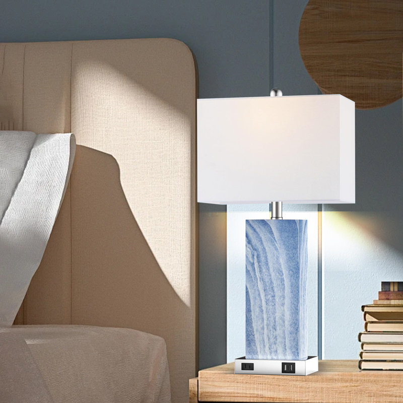 Table Lamp Set With Touch Control, Led Bulbs, Usb Ports