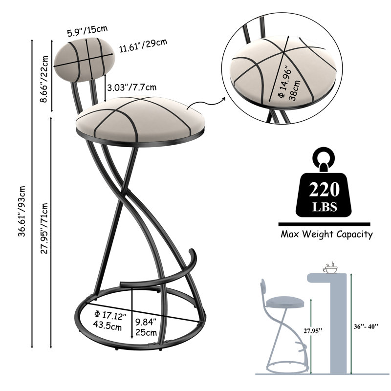 Tabouret de bar Ithel, Noir