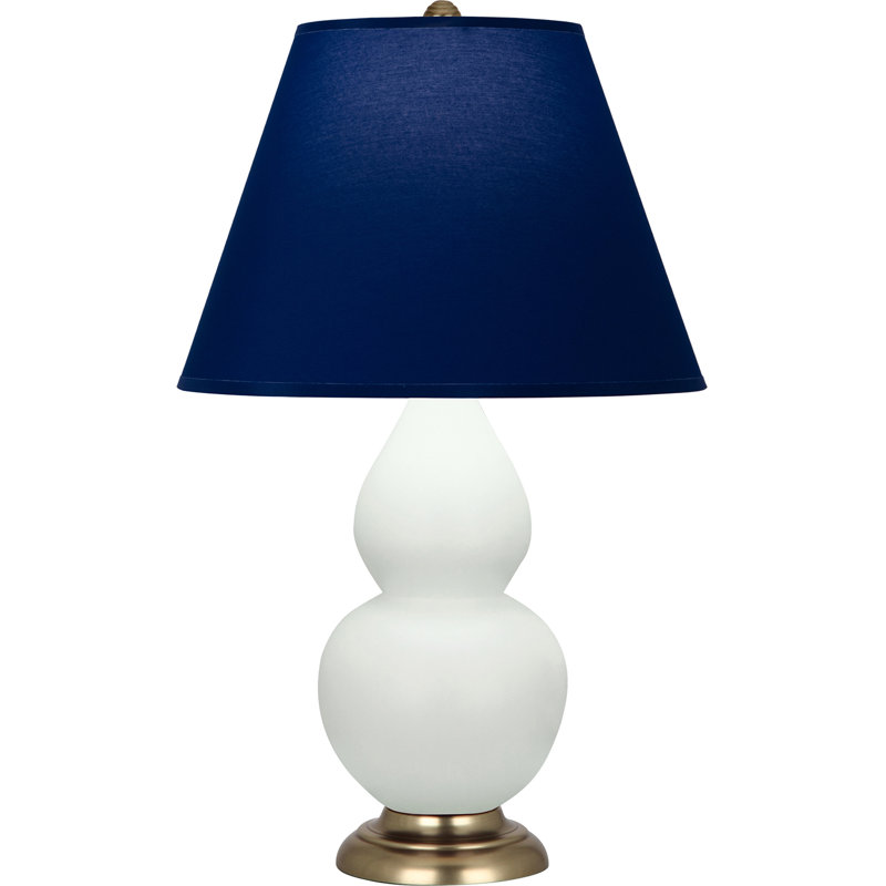 Petite lampe d'appoint à double gourde, Vert clair / laiton, Bleu marine/gris, H 22,75 po x l 6 po x P 15 po