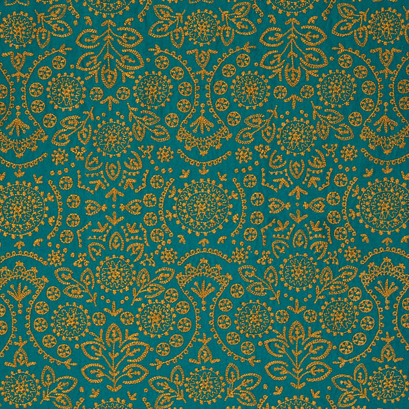 Tissu brodé Tiana, Paon