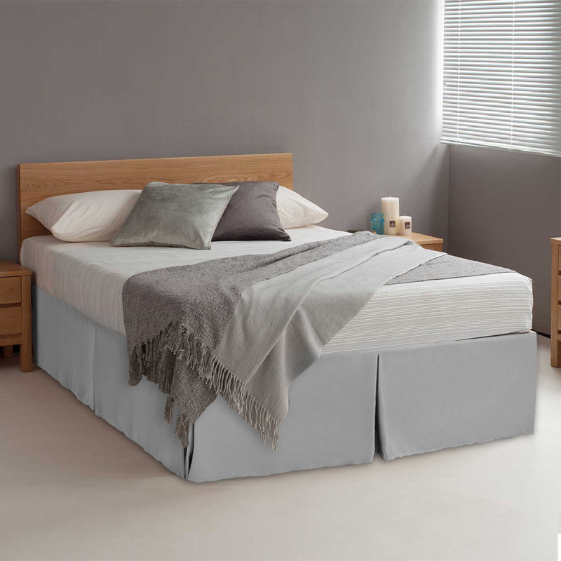 Jupe de lit de 16 po avec jupes de lit en microfibre brossée plissée, Grand, Gris