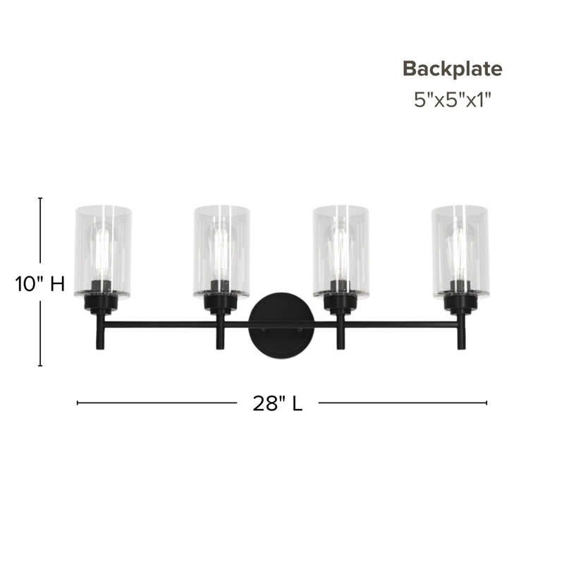 Wexton 4-Light 5.25” Wide Vanity Light, Matte Black