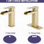 Robinet de salle de bain cascade en or brossé - poignée simple. Fixé sur le comptoir pour les éviers. Acier inoxydable. Drain et trop-plein. Débit d'eau précis. 1,2 gallon par minute. 9/16 po Taille de la connexion. 5,9 bec H 3,74-121628283