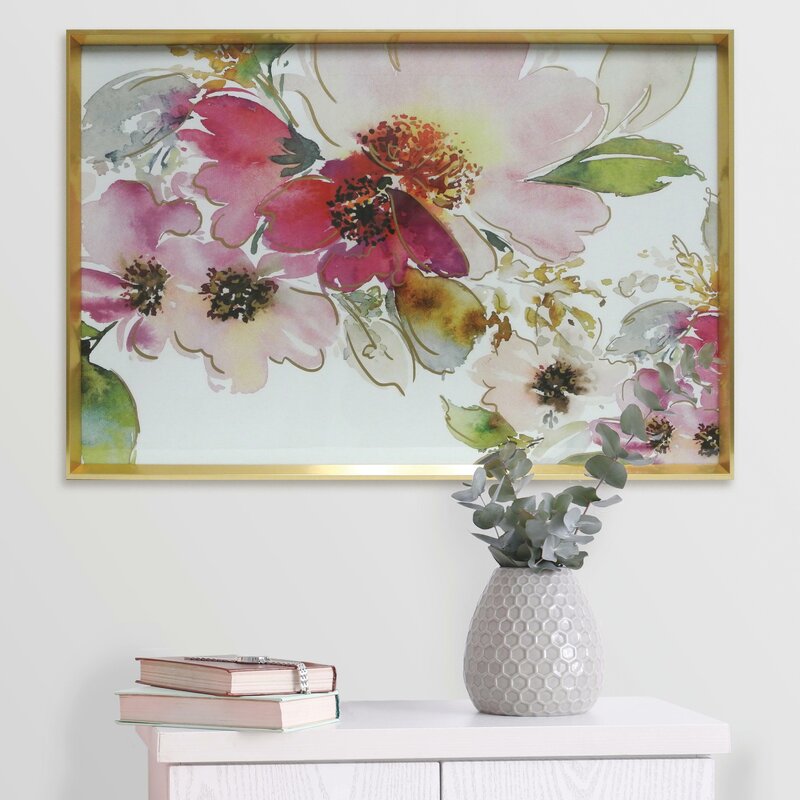 Watercolor Peonies Framed On Polystyrene Graphic Art