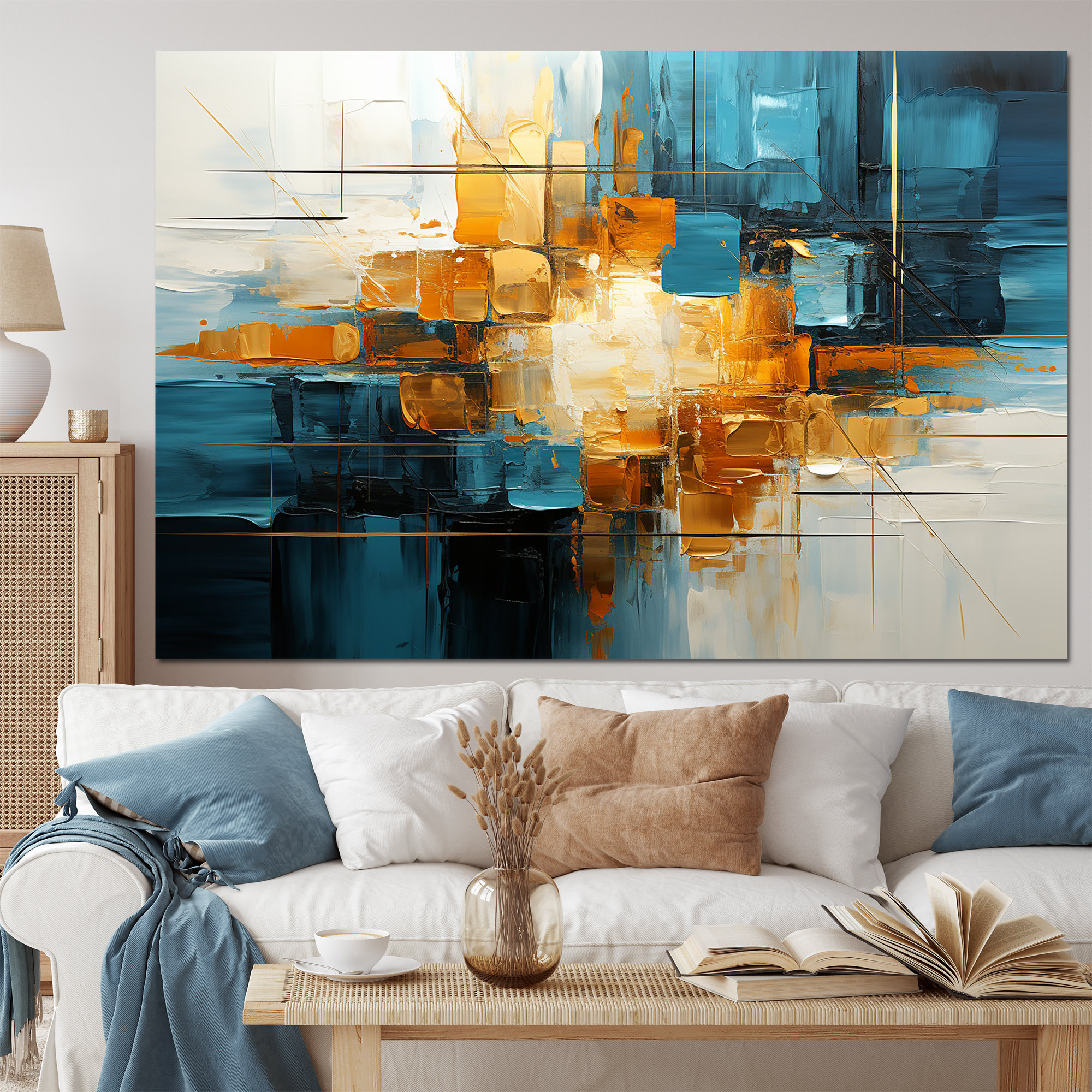 Ivy Bronx Gold Teal Abstract Fractal Collage Reflections II - Modern ...