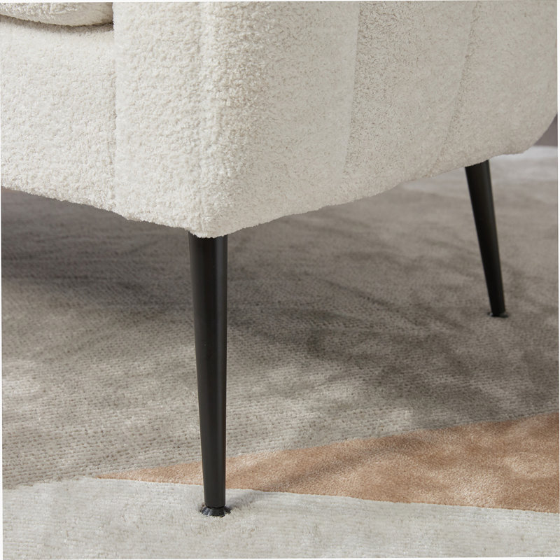 50.2-Inch Wide Chenille Upholstered Mini Loveseat With Channel Tufting And Metal Legs For Compact Spaces, Ivory