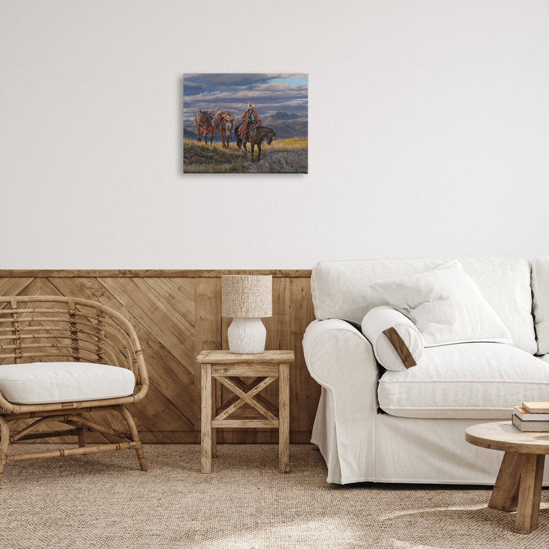 Art mural sur toile «Saancering Cowboy & Horses» par David Graham, H 16 po x l 20 po