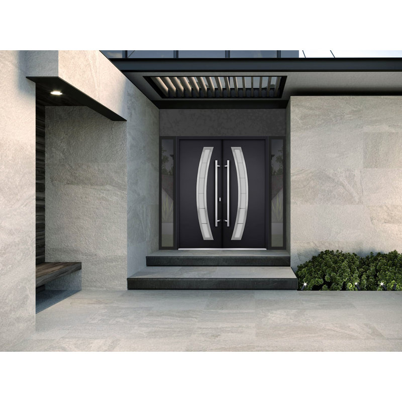 Deux 80'' Front Entry Doors, Black, 80" H x 96" W x 3.25" D, Right Hand/Inswing
