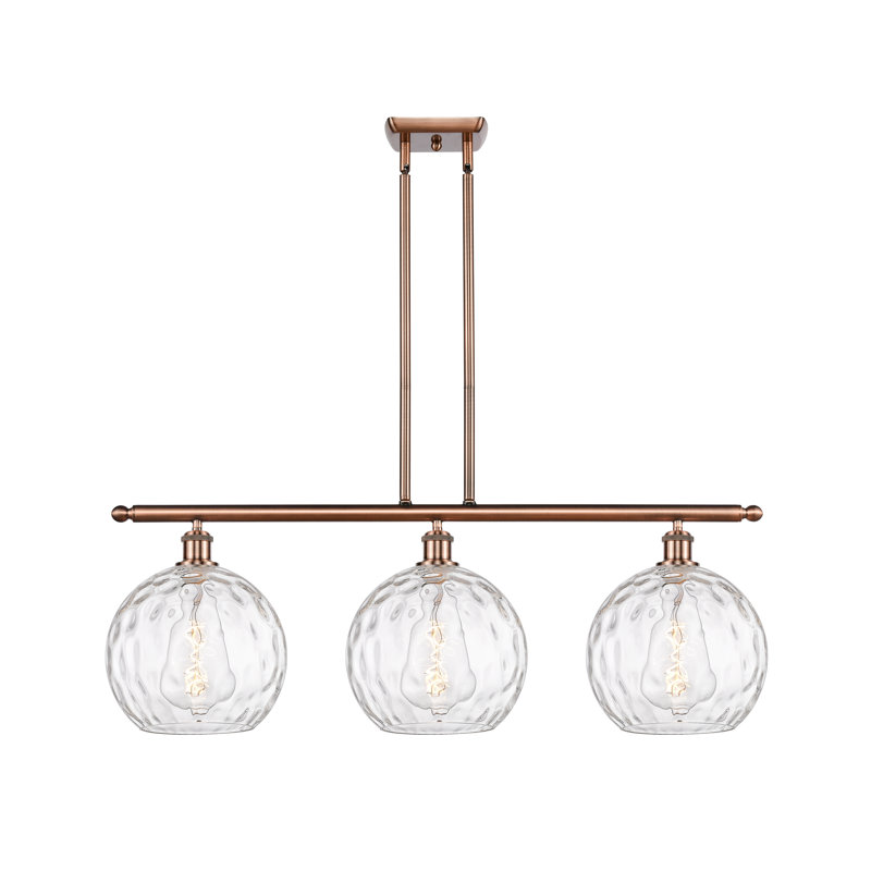 Luminaire suspendu linéaire à 3 lumières pour îlot de cuisine Cindi, Ampoule non incluse, Cuivre antique