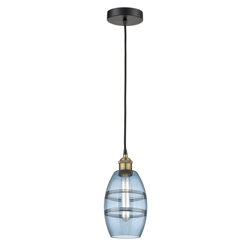 Mini-luminaire suspendu 1 lumière Edison Bettylou-616-G557, H 8,13 po x l 5,88 po x P 5,88 po, Bleu princesse