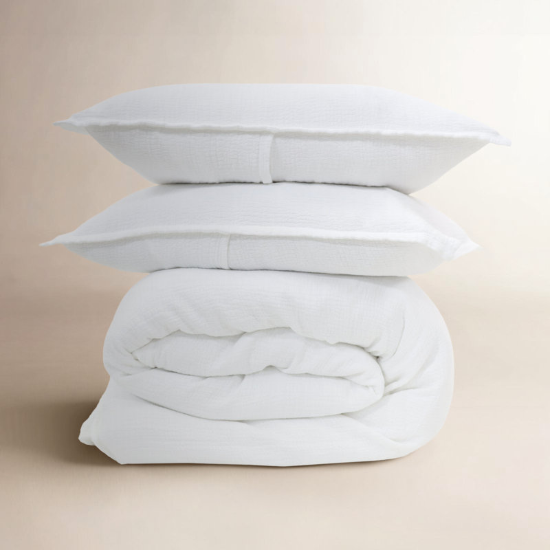 Waverly Duvet Cover, White, Twin Duvet Cover + 1 Standard Sham