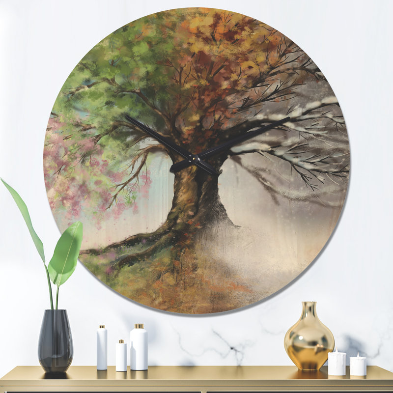 Horloge murale arbre avec quatre saisons, Très grand