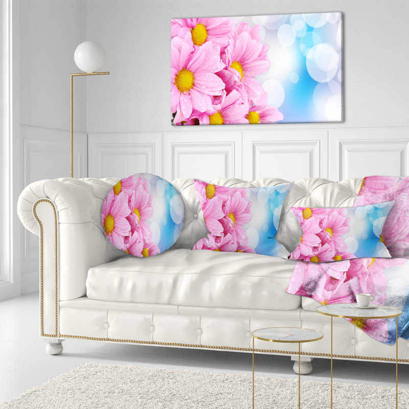 Bouquet de fleurs - Coussin décoratif à imprimé floral, Rose foncé