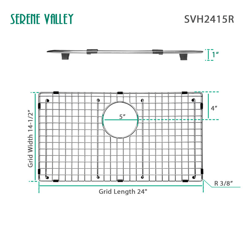 24.02-in x 14.45-in Rear Drain Heavy-Duty Stainless Steel Sink Grid