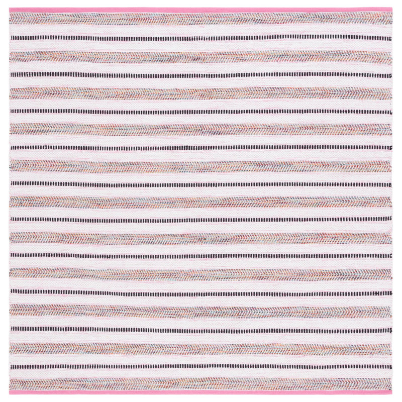 Lovall Flat Weave Cotton Striped Rug, Square 6'